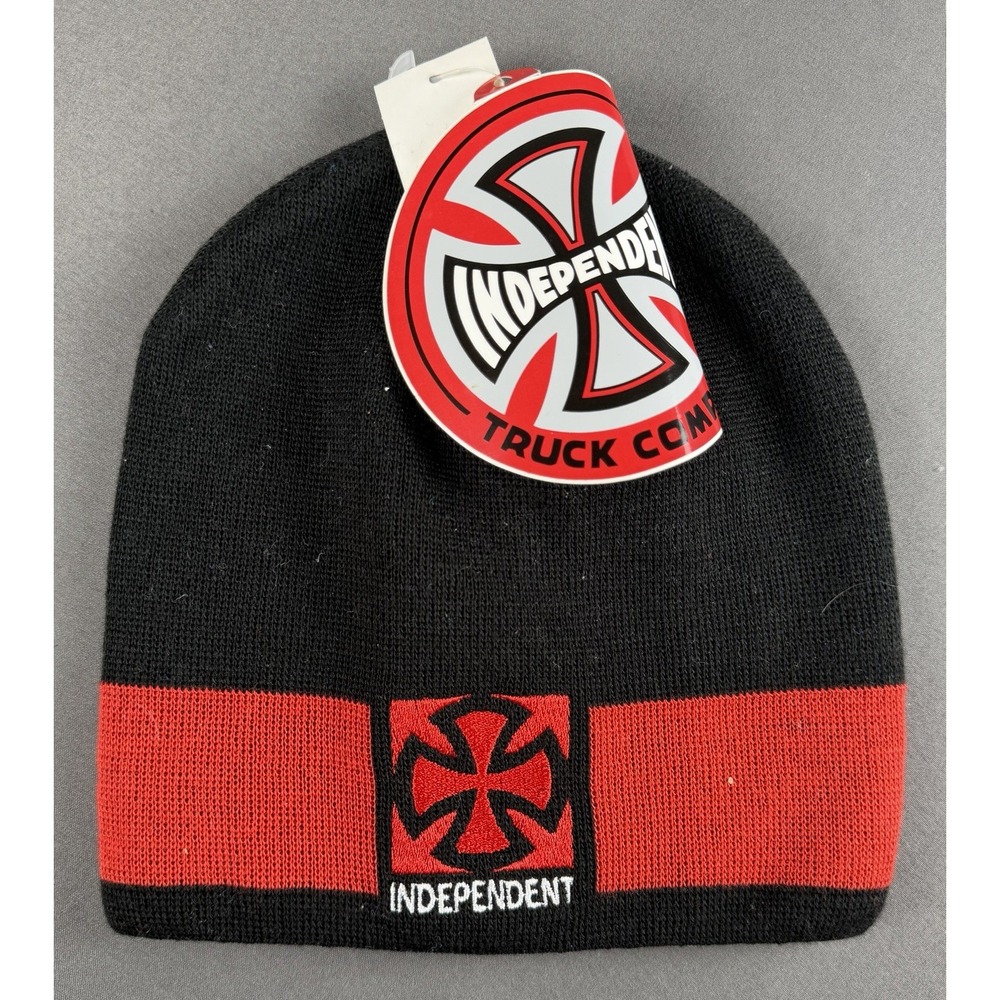 Vintage Independent Truck Co Beanie Black Red Made in Canada NOS Y2K Skate